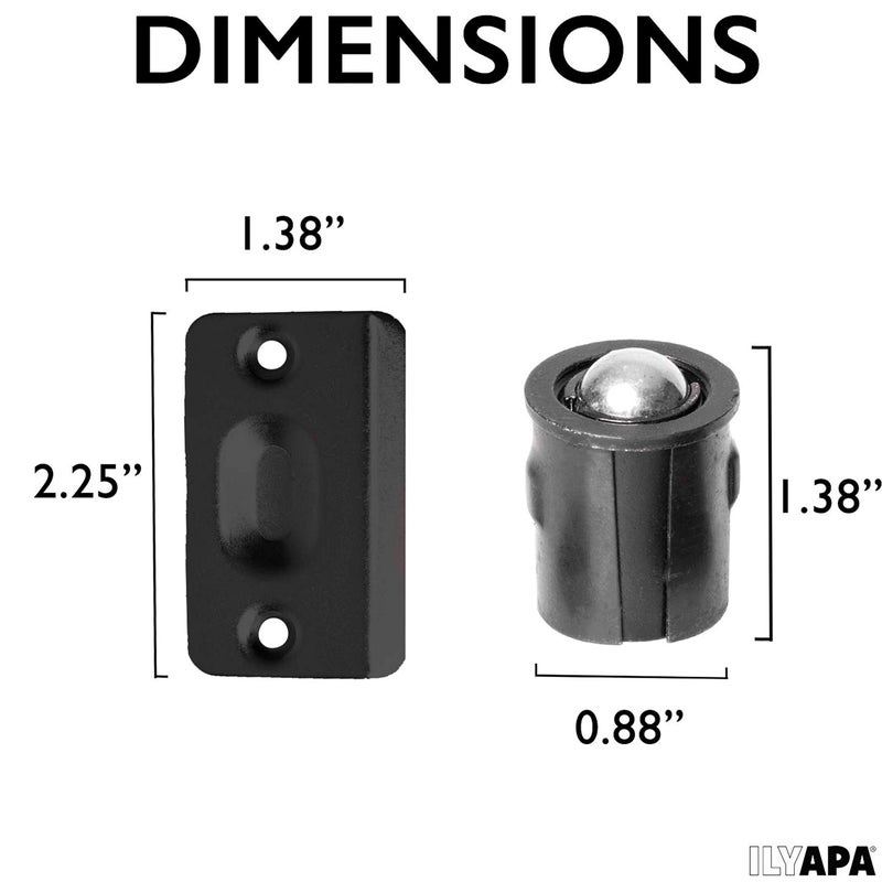 Ilyapa Closet Door Ball Catch Hardware, 4 Pack - Black Drive-in Ball Catch with Strike Plate - Image 3